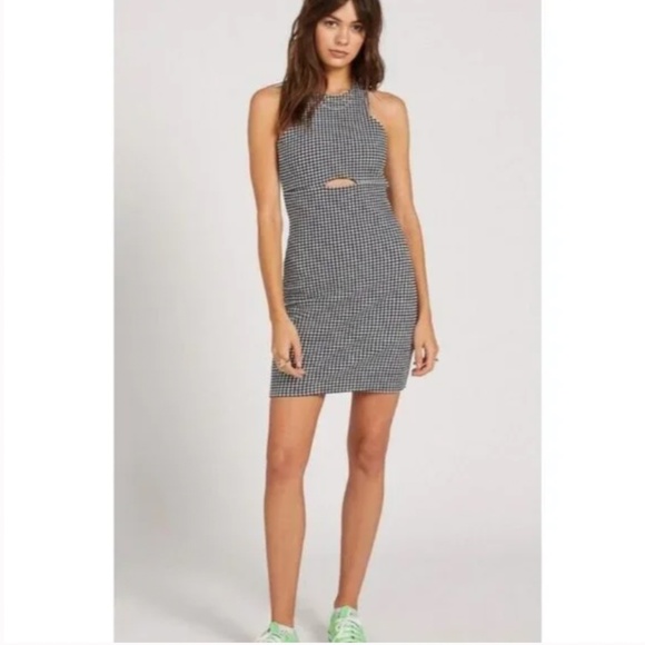 Volcom Coco Black and White Check Textured Knit Dress Size M Reg. $62 - Picture 3 of 13